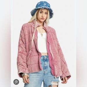 Free People Dolman Quilted Knit Jacket Rose M